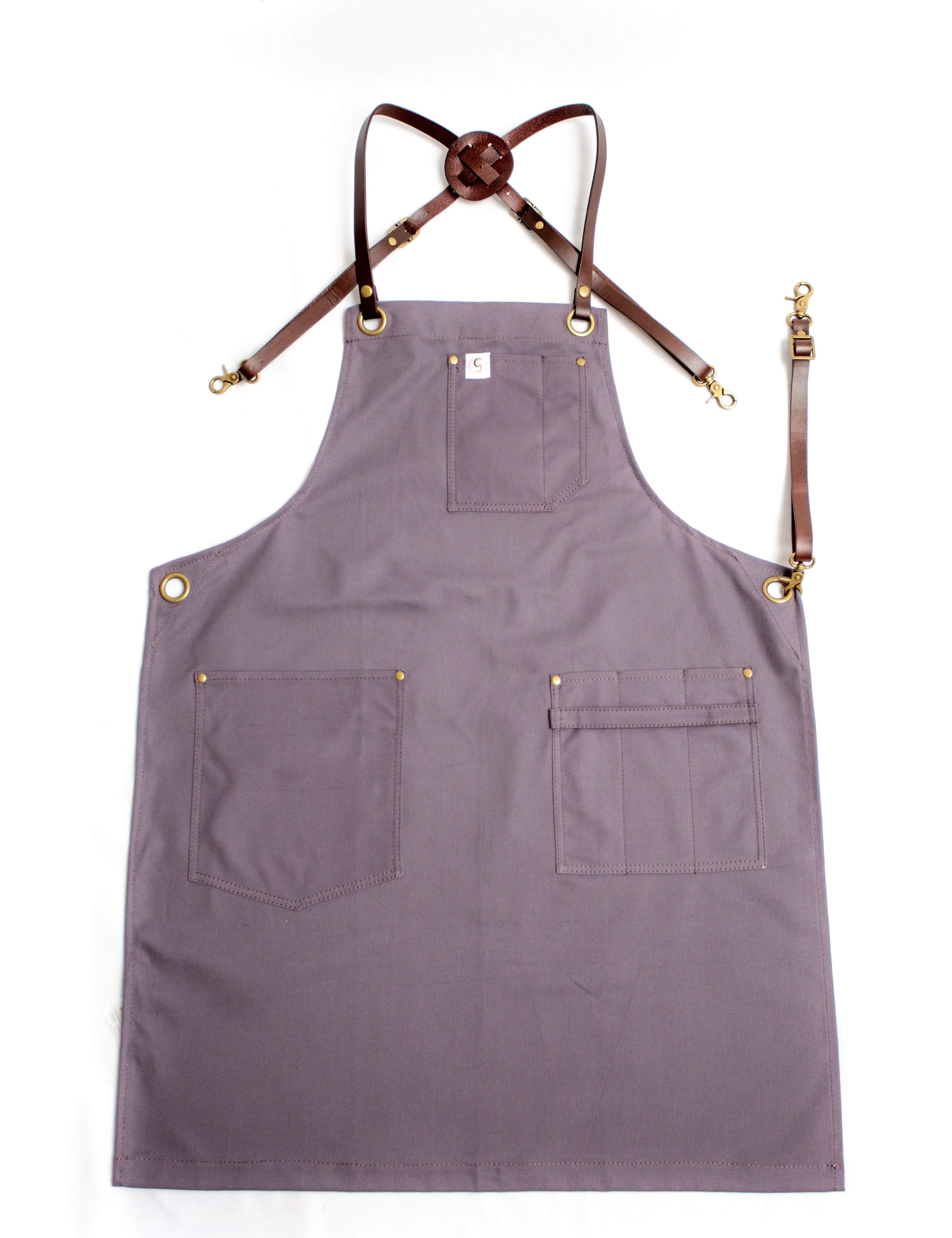 Leather Strap Waxed Canvas Aprons - Chef's Satchel