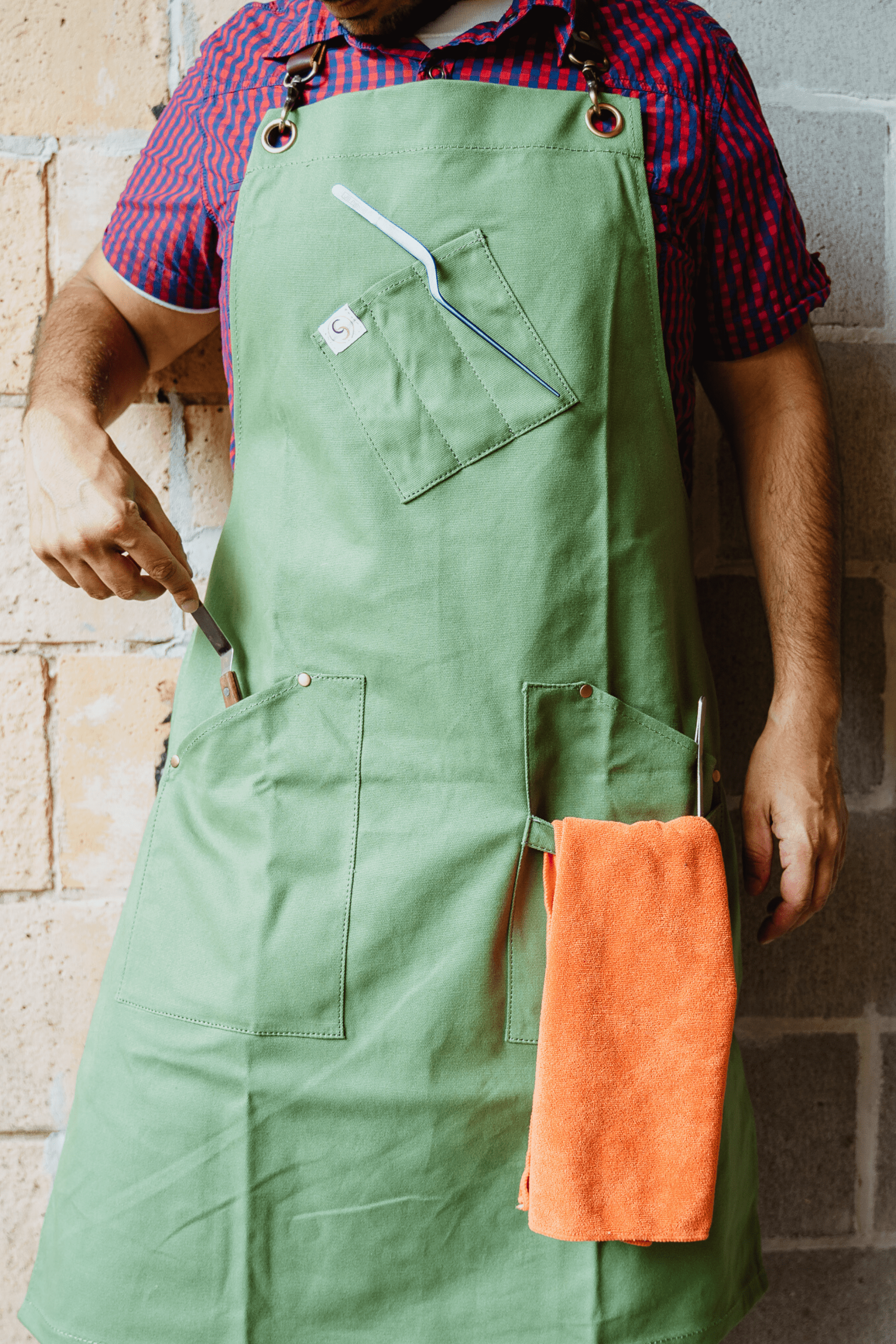 Aprons made by hand with leather straps
