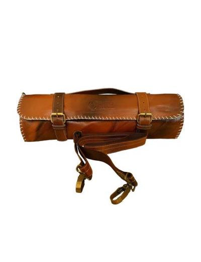 Handmade leather knife roll with shoulder strap