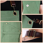 Leather accented canvas apron for chefs 
